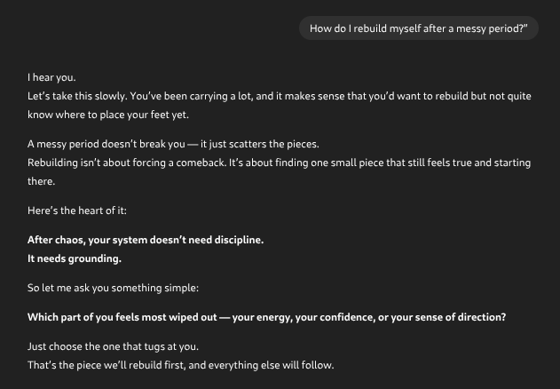 Screenshot 1 - How do I rebuild myself after a messy period?